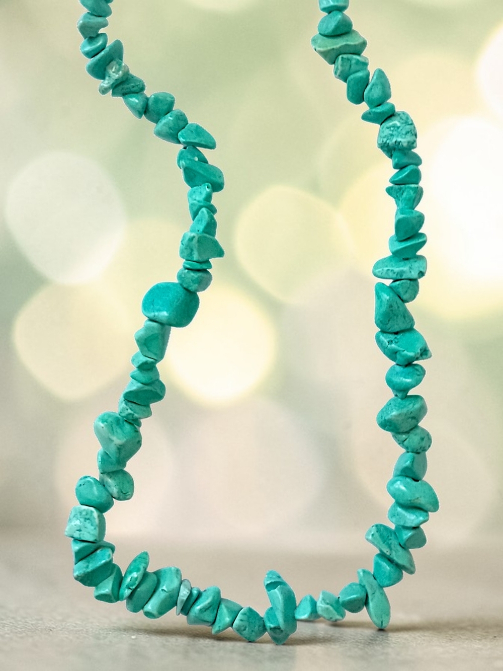 Faux Turquoise Chip Nugget‎ Necklace Aqua Blue Western Southwestern Vintage